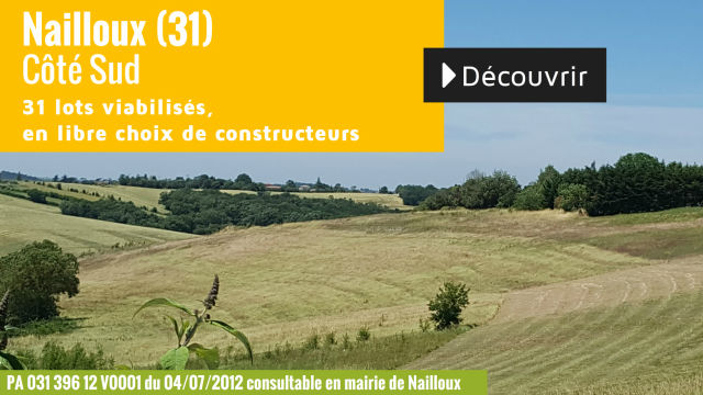 31 terrains à bâtir libres de constructeurs à Nailloux commercialisés par Jean-Pierre DENIS S2D FONCIER